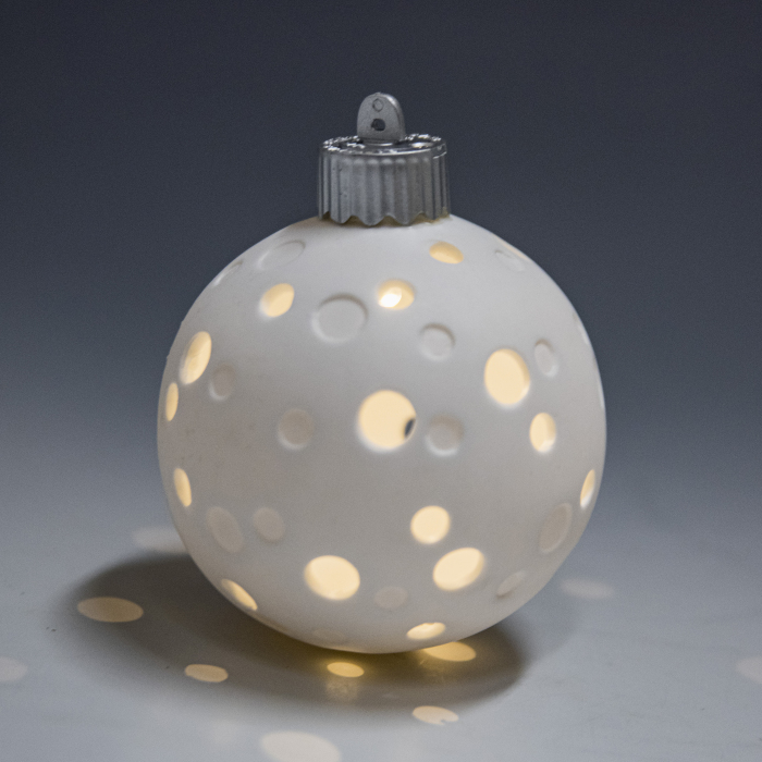 Set of porcelain luminous Christmas balls "White Christmas" 3 pcs